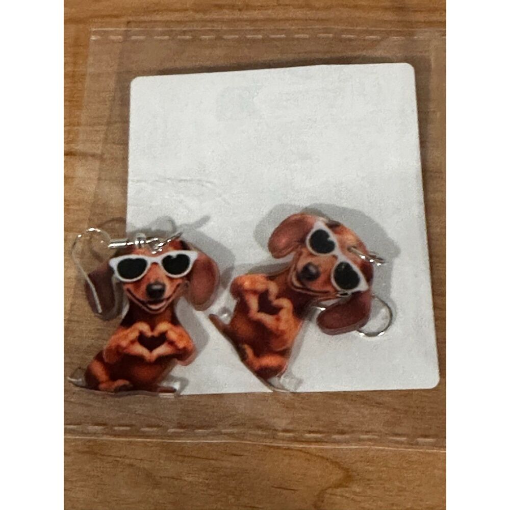 Dachshund Dog Dangle Earrings Set NWT